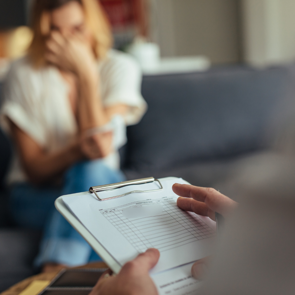 Better Menopause Care troubled woman in doctor's office