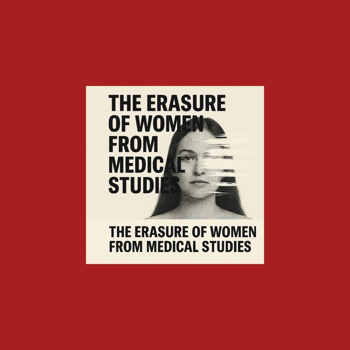 b&w image of woman's face being erased